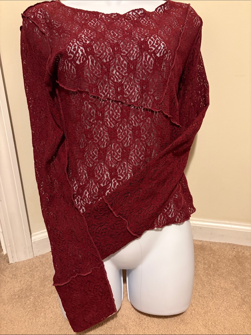 New! Urban Outfitters Burgundy Lace Blouse in Large